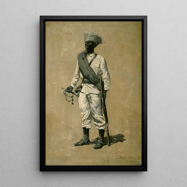 One of Gomez's Men - Frederic Remington — framed artwork on a wall