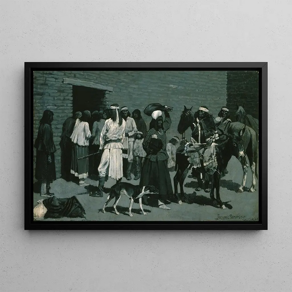 Village indien Pueblo - Frederic Remington — framed artwork on a wall