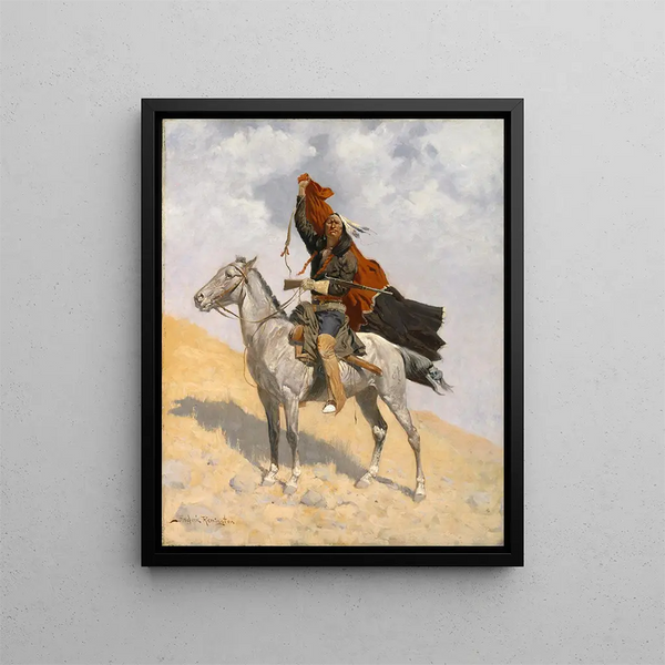 The Signal of the Cover - Frederic Remington — framed artwork on a wall