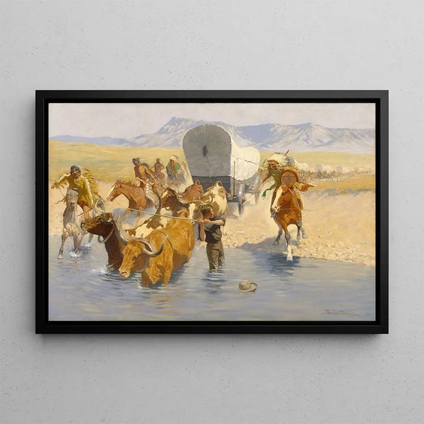 The Emigrants - Frederic Remington — framed artwork on a wall