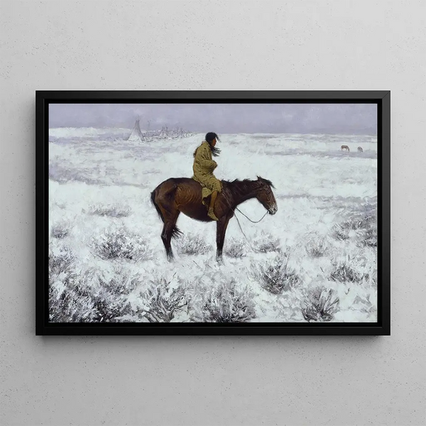 The Herdsman's Guard - Frederic Remington — framed artwork on a wall
