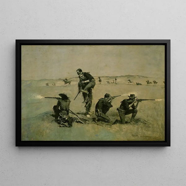 The Last Fight - Frederic Remington — framed artwork on a wall