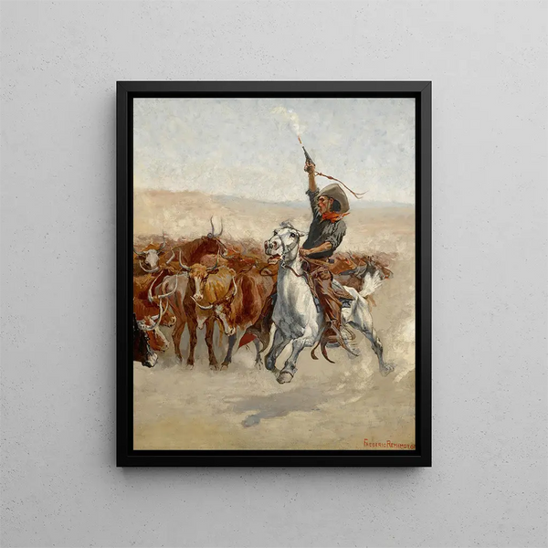 Le Round-Up - Frederic Remington — framed artwork on a wall
