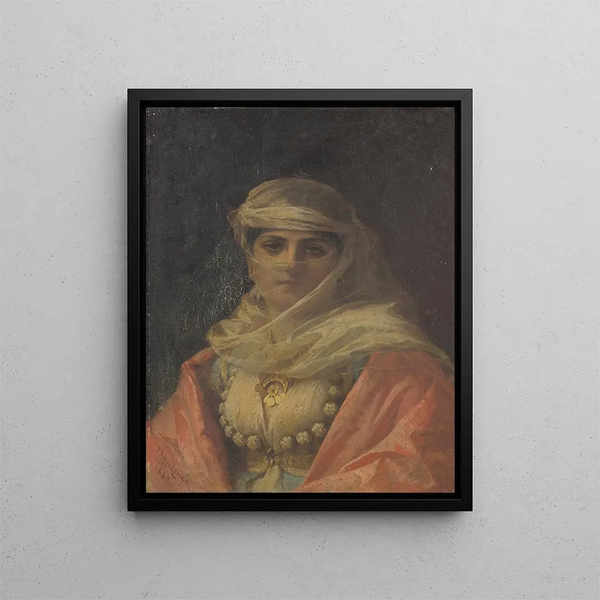 A Turkish beauty - Frederick Arthur Bridgman — framed artwork on a wall