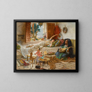 Repos de l'après-midi à Alger - Frederick Arthur Bridgman — framed artwork on a wall