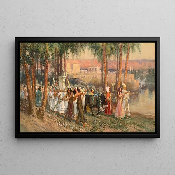 Egyptian procession - Frederick Arthur Bridgman — framed artwork on a wall