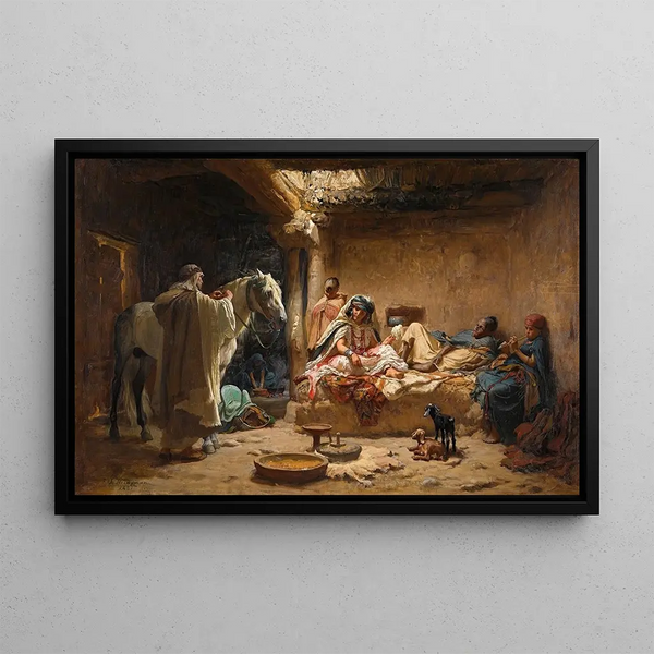 an interior in Biskra - Frederick Arthur Bridgman — framed artwork on a wall