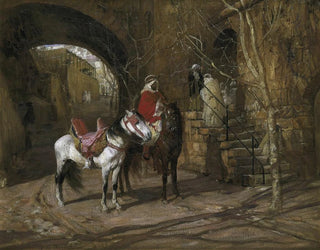 Cavalier dans une cour - Frederick Arthur Bridgman — artwork view