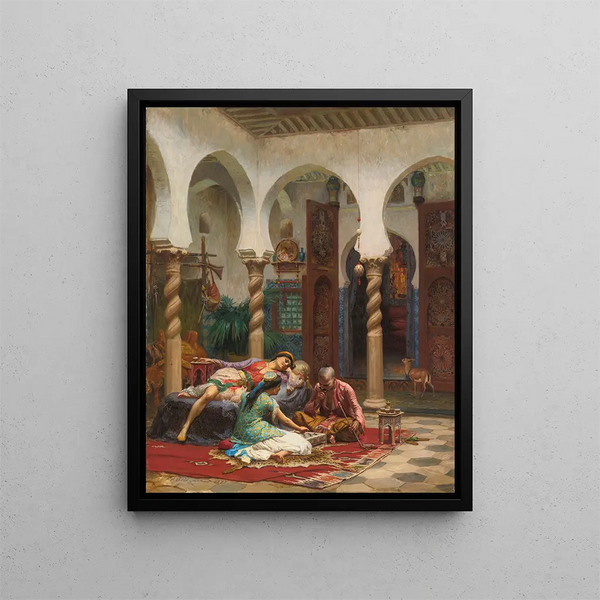 Moments d'inactivité - Frederick Arthur Bridgman — framed artwork on a wall