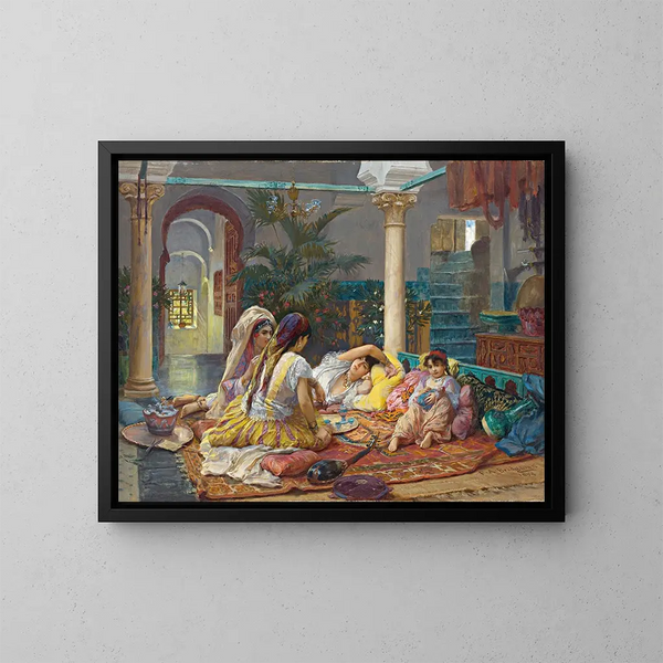 in the Harem - Frederick Arthur Bridgman — framed artwork on a wall