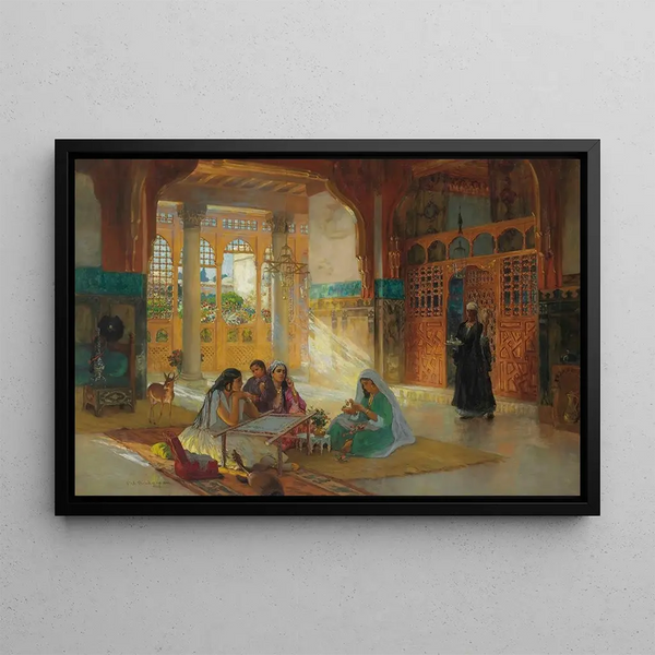 Interior of an Arab palace - Frederick Arthur Bridgman — framed artwork on a wall