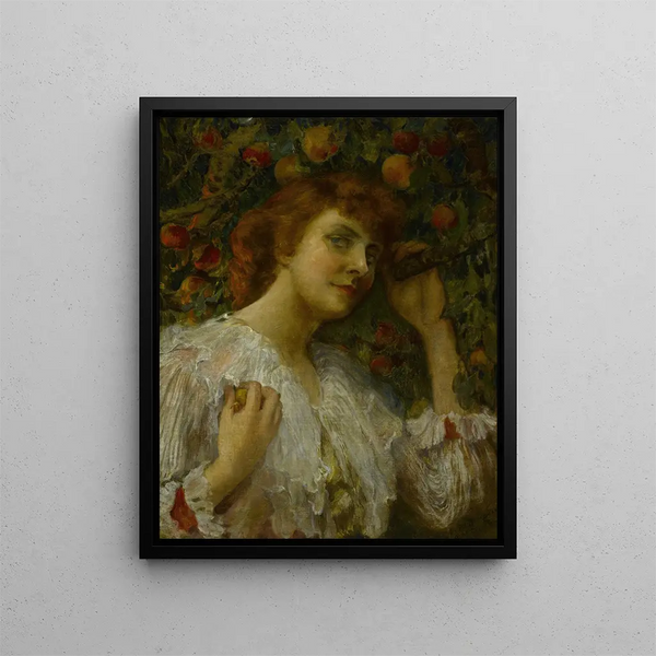 Dame aux pêches - Frederick Arthur Bridgman — framed artwork on a wall