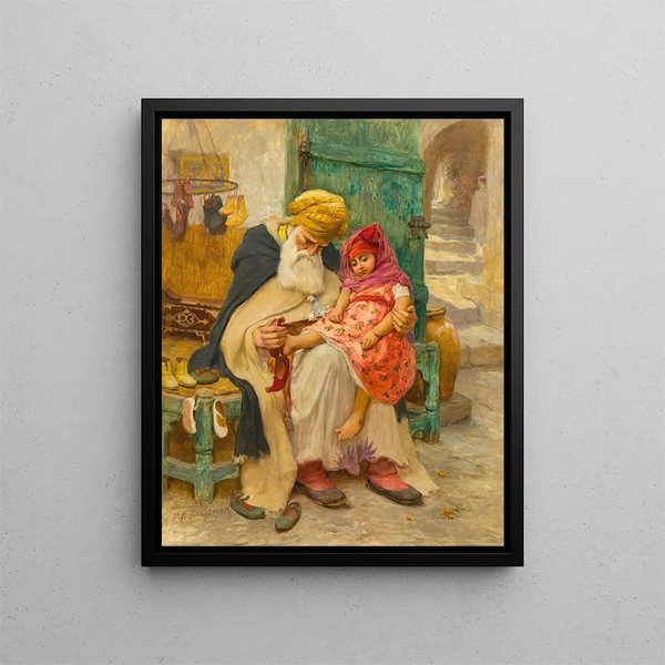 Les Babouches - Frederick Arthur Bridgman — framed artwork on a wall