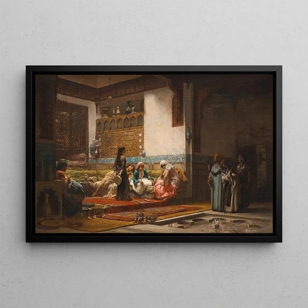 Moorish Interior Painting - Frederick Arthur Bridgman — framed artwork on a wall