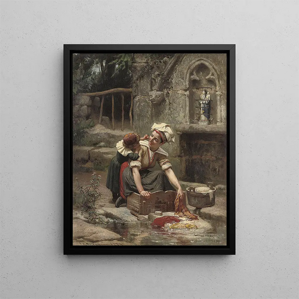 The Little Mother's Helper - Frederick Arthur Bridgman — framed artwork on a wall