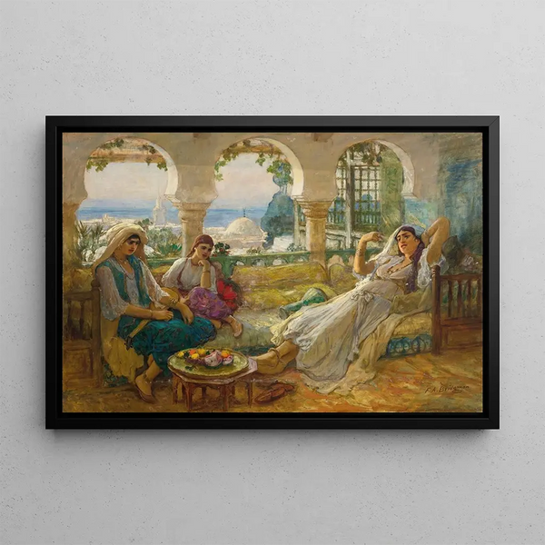 On the Terrace - Frederick Arthur Bridgman — framed artwork on a wall