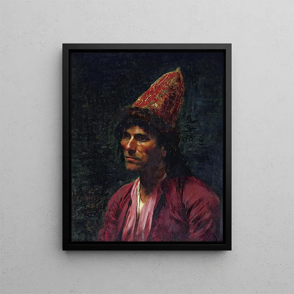 Portrait of a Man - Frederick Arthur Bridgman — framed artwork on a wall