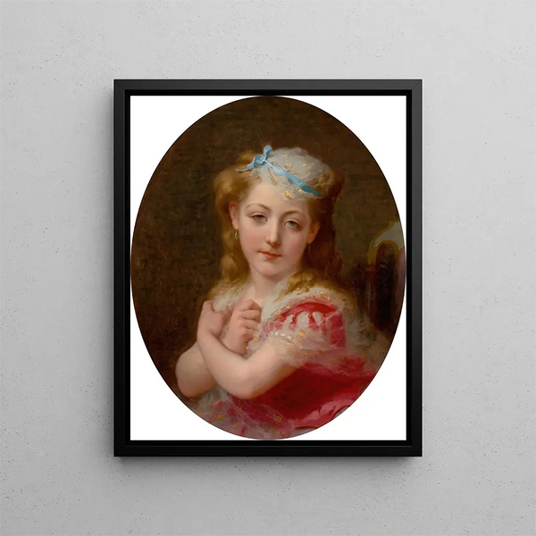 Portrait of a young girl - Frederick Arthur Bridgman — framed artwork on a wall