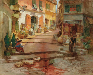 Rue Droite dans le vieux Nice - Frederick Arthur Bridgman — artwork view