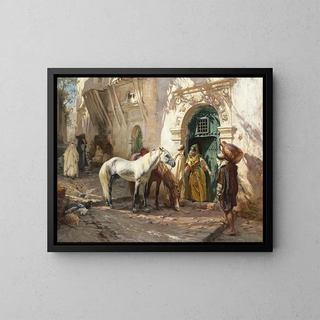 Scene taken in Morocco - Frederick Arthur Bridgman — framed artwork on a wall