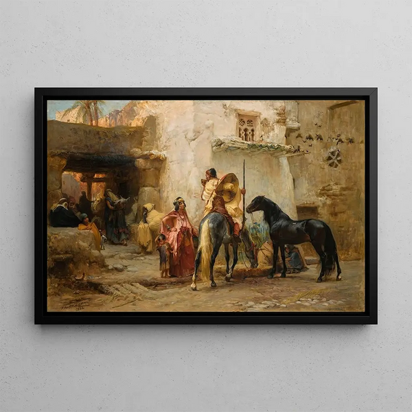 Rue en Algérie - Frederick Arthur Bridgman — framed artwork on a wall