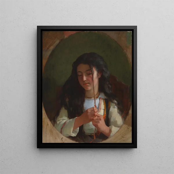 Study of a Young Girl Pont-Aven - Frederick Arthur Bridgman — framed artwork on a wall