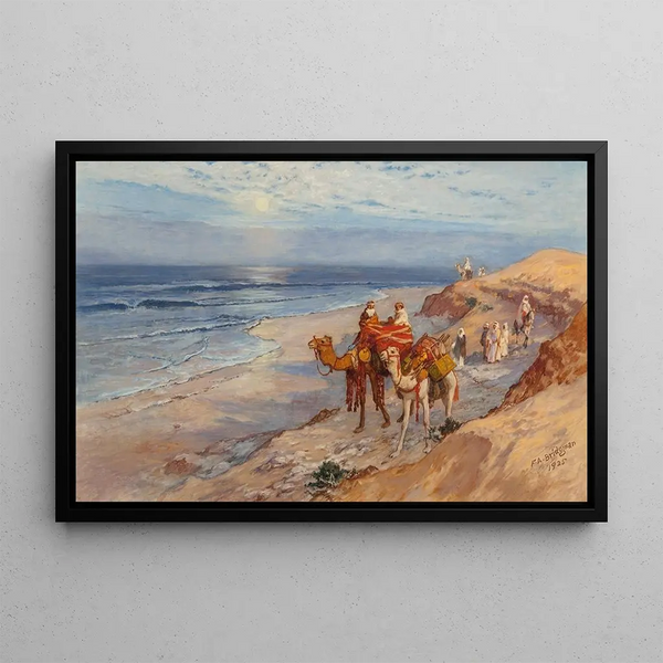 on the coast of Tangier Atlantic - Frederick Arthur Bridgman — framed artwork on a wall