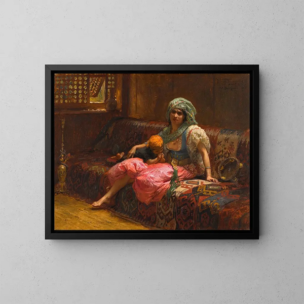 Moments tendres - Frederick Arthur Bridgman — framed artwork on a wall