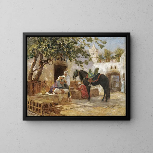 The Barber - Frederick Arthur Bridgman — framed artwork on a wall