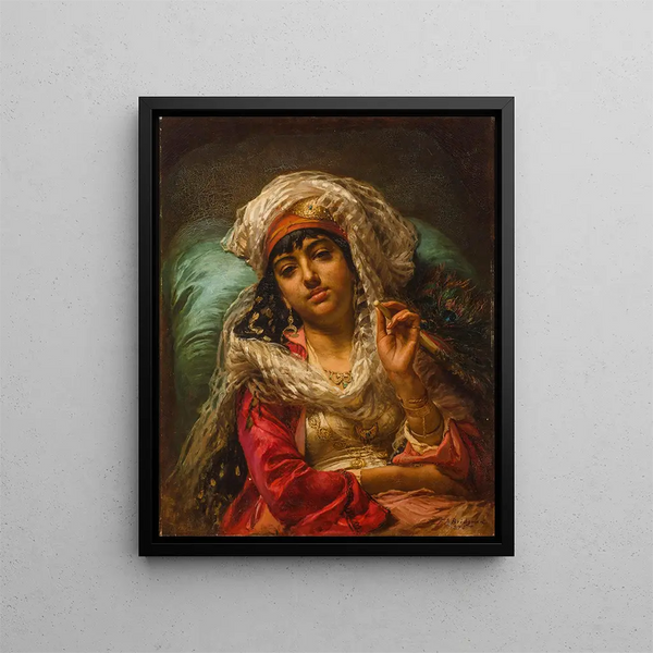 L'Éventail du paon - Frederick Arthur Bridgman — framed artwork on a wall