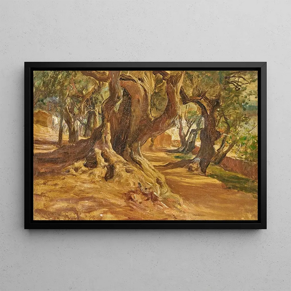 Tree Trunk - Frederick Arthur Bridgman — framed artwork on a wall
