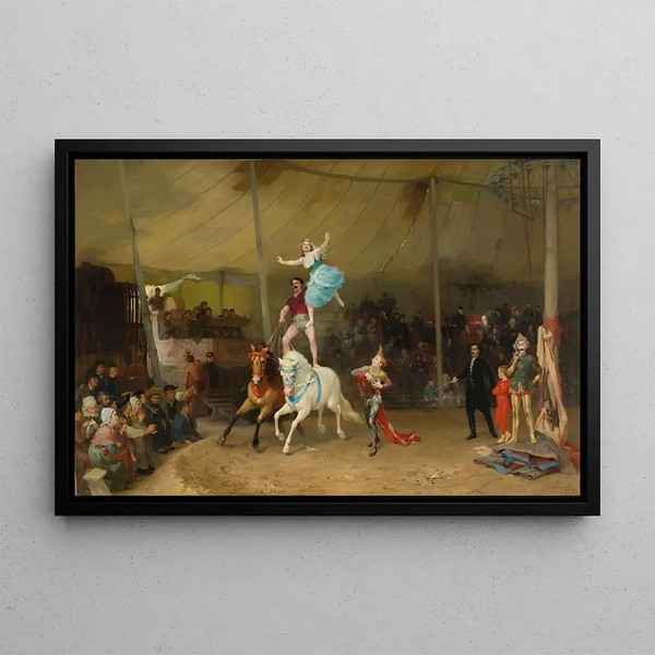 a provincial circus The American circus in France - Frederick Arthur Bridgman — framed artwork on a wall
