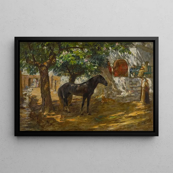 Village dans le Sahara - Frederick Arthur Bridgman — framed artwork on a wall