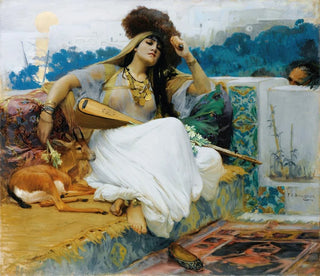 Young woman on a terrace - Frederick Arthur Bridgman — artwork view