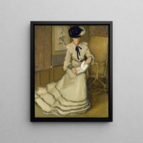 Girl reading - Frederick Carl Frieseke — framed artwork on a wall