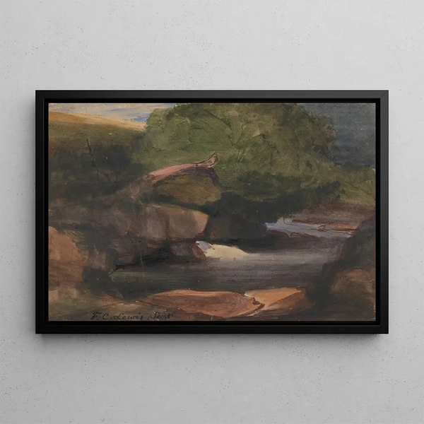 Trees and Rocky Stream - Frederick Christian Lewis the Elder — framed artwork on a wall