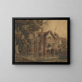 Old Farnham Hall, Suffolk - Frederick George Reynolds — framed artwork on a wall