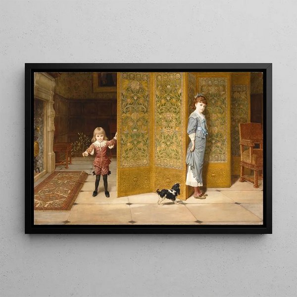 Puritan and Cavalier Painting - Frederick Goodall — framed artwork on a wall