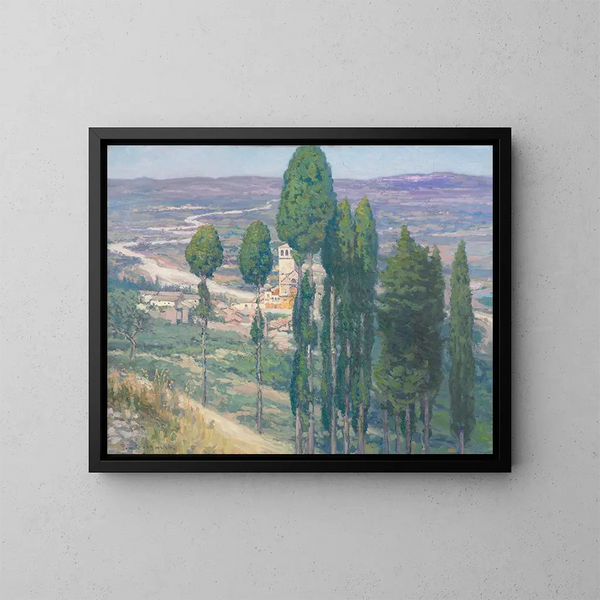 La vallée ombrienne en Italie - Frederick Gottwald — framed artwork on a wall