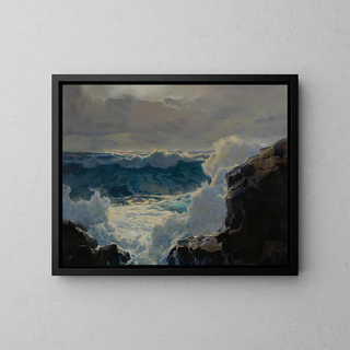Vagues brisées - Frederick Judd Waugh — framed artwork on a wall