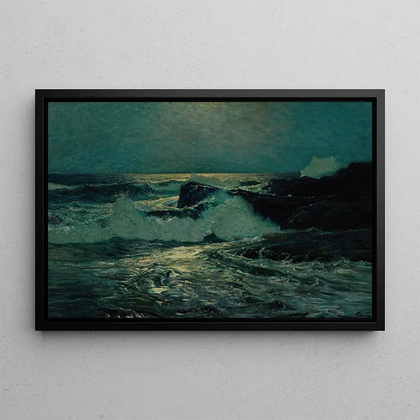 Early Moonrise Painting - Frederick Judd Waugh — framed artwork on a wall
