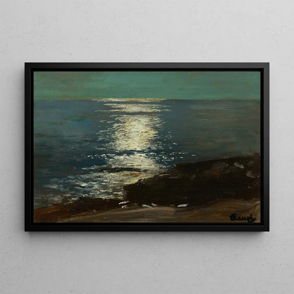Moonlight on the Sea - Frederick Judd Waugh — framed artwork on a wall