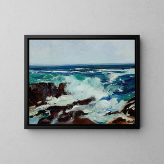 Surf and spray painting - Frederick Judd Waugh — framed artwork on a wall