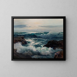 The Encroaching Sea - Frederick Judd Waugh — framed artwork on a wall