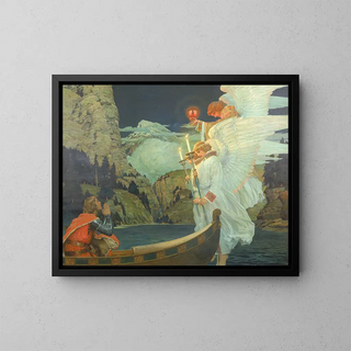 The Knight of the Holy Grail - Frederick Judd Waugh — framed artwork on a wall