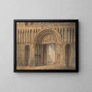 The West Door of Rochester Cathedral, Kent - Frederick Mackenzie — framed artwork on a wall