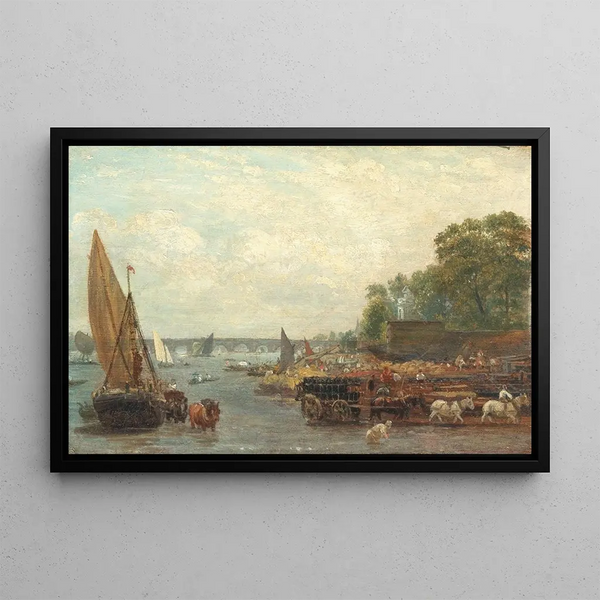 Westminster Bridge - Frederick Nash — framed artwork on a wall