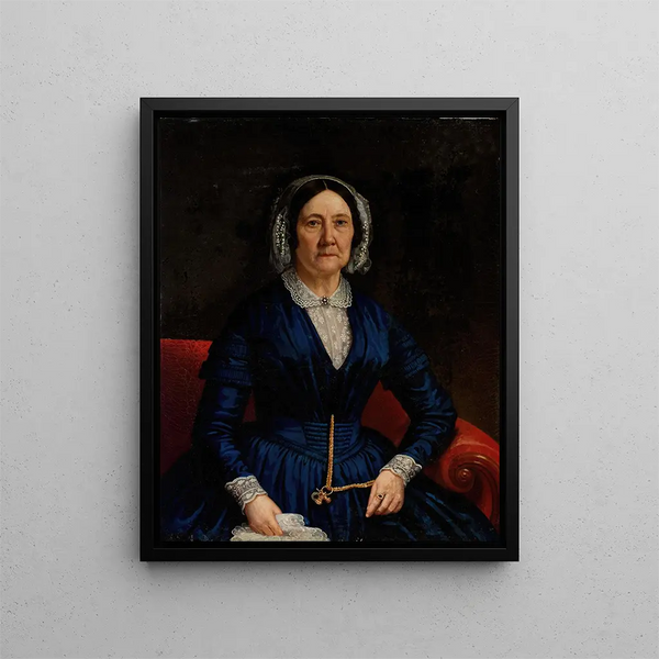 Portrait of a Woman in a Blue Dress - Frederick Randolph Spencer — framed artwork on a wall