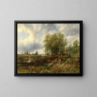 A Lock on the Stour - Frederick Waters Watts — framed artwork on a wall