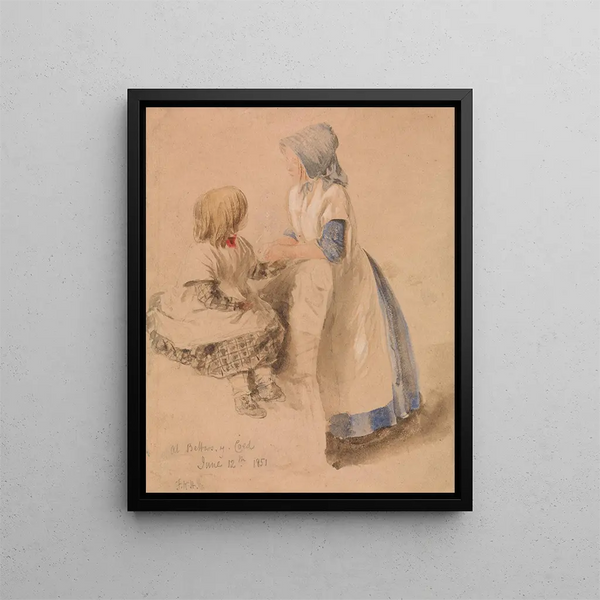 Welsh Children Painting - Frederick William Hulme — framed artwork on a wall
